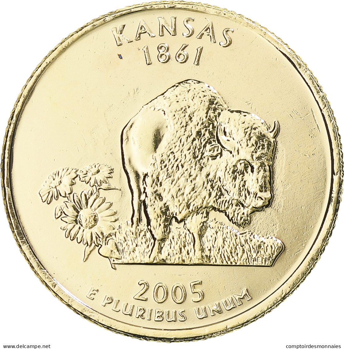 Monnaie, États-Unis, Kansas, Quarter, 2005, U.S. Mint, Philadelphie, Golden - 1999-2009: State Quarters