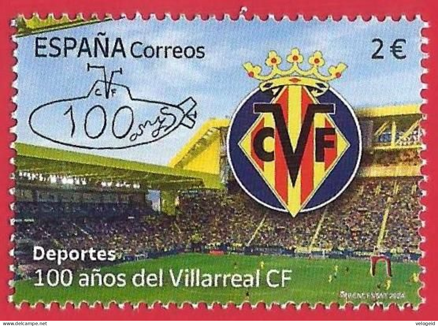 España. Spain. 2024. Deportes. 100 Años Villarreal C.F. - Unused Stamps