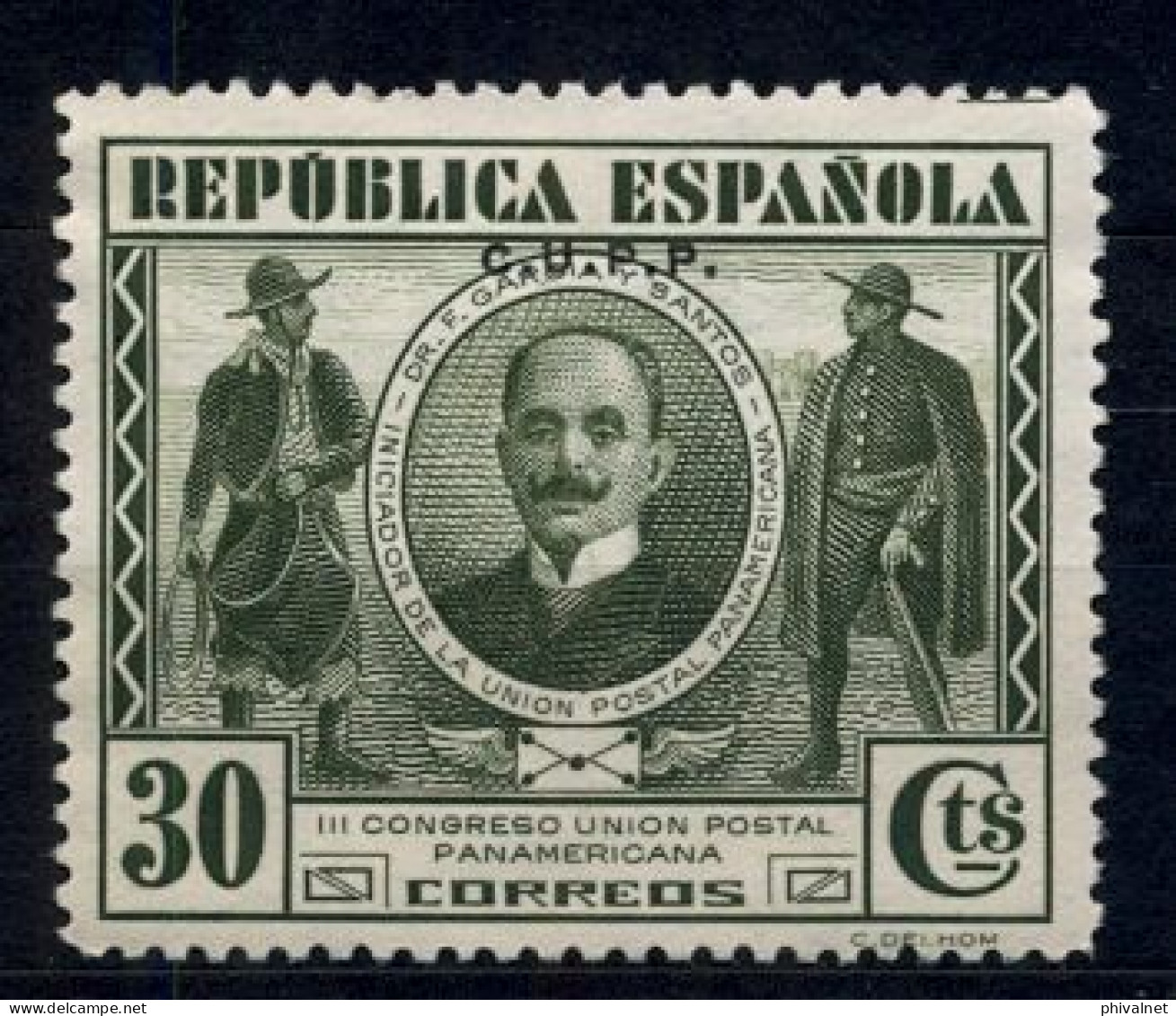 ED. 608H (*) , III CONGRESO DE LA UNIÓN POSTAL PANAMERICANA , SELLO HABILITADO ( C.U.P.P. ) - Neufs