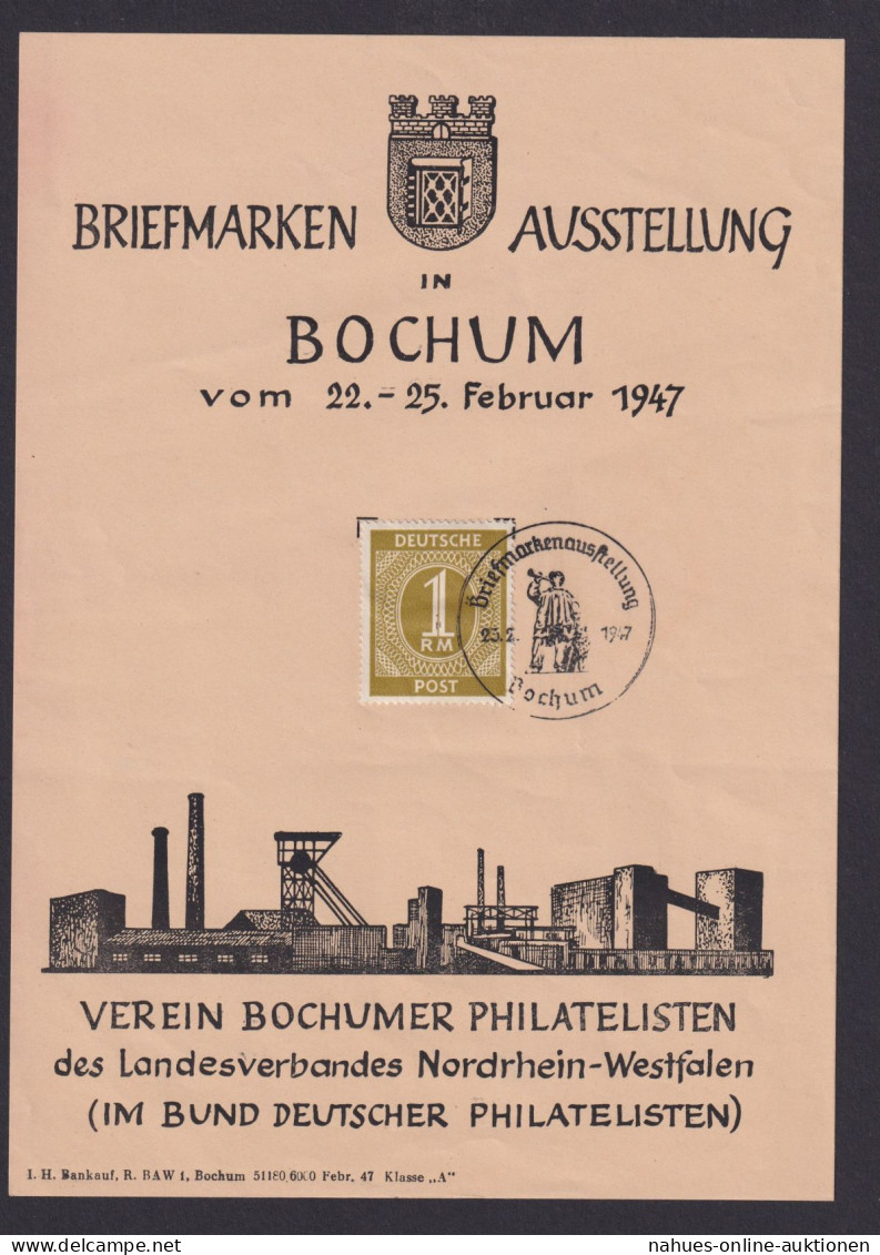 Alliierte Besetzung Gedenkblatt Philatelie Briefmarken Ausstellung Bochum - Other & Unclassified