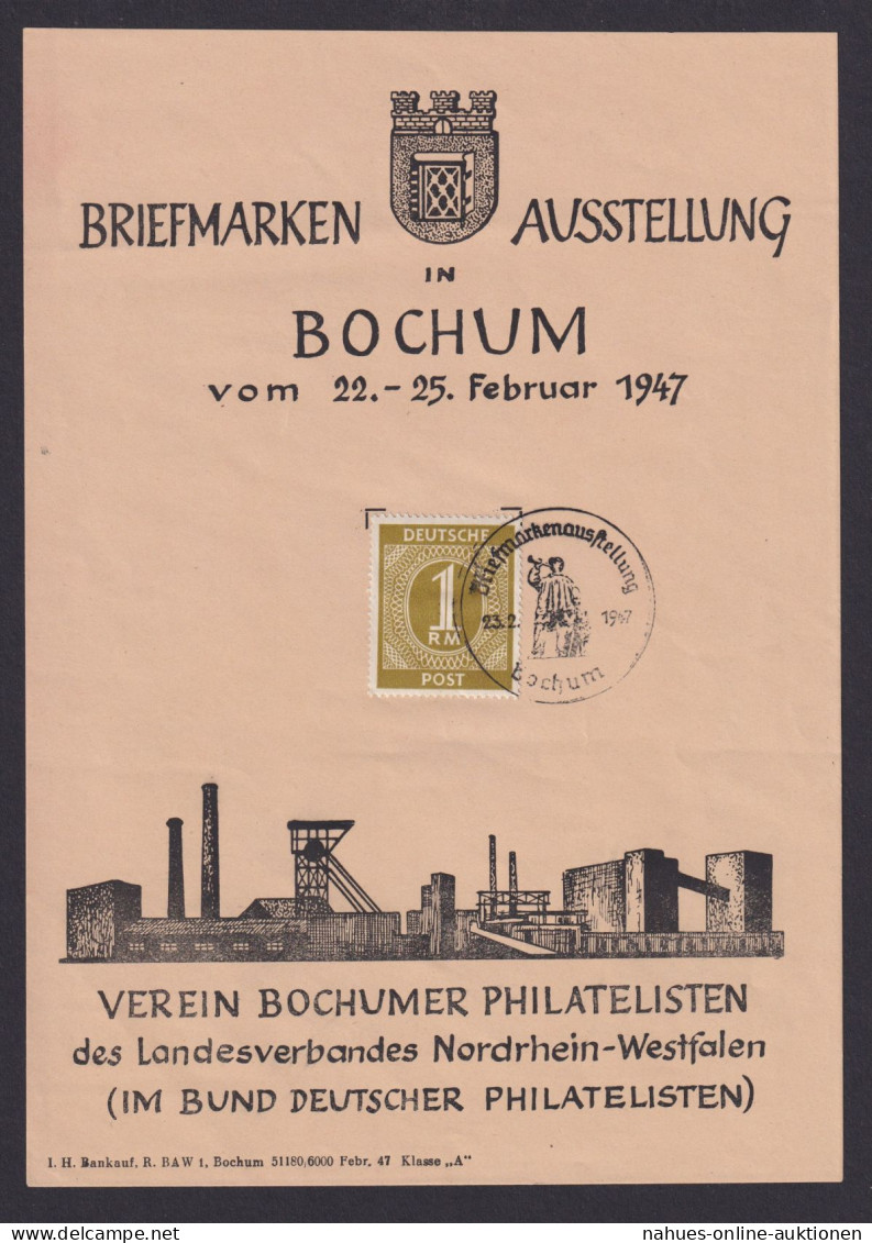 Alliierte Besetzung Gedenkblatt Philatelie Briefmarken Ausstellung Bochum - Sonstige & Ohne Zuordnung