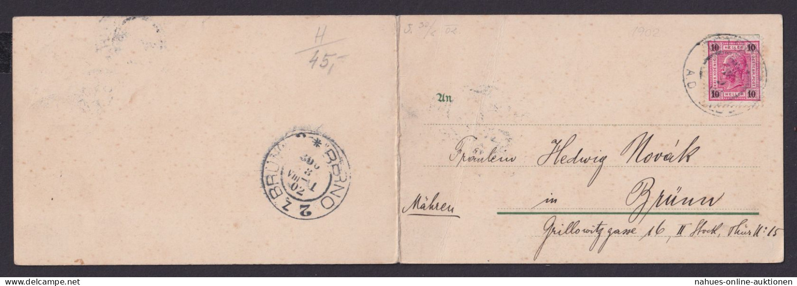 Österreich Tetschen Bodenbach Klapp Anischtskarte EF Kaiser N Brünn Mähren 1902 - Autres & Non Classés