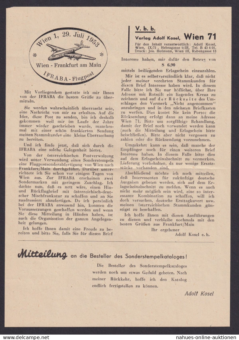 Flugpost Österreich Attr. Brief Mit Vögel + Bundesrepublik Ifraba 171-172 Plus - Covers & Documents