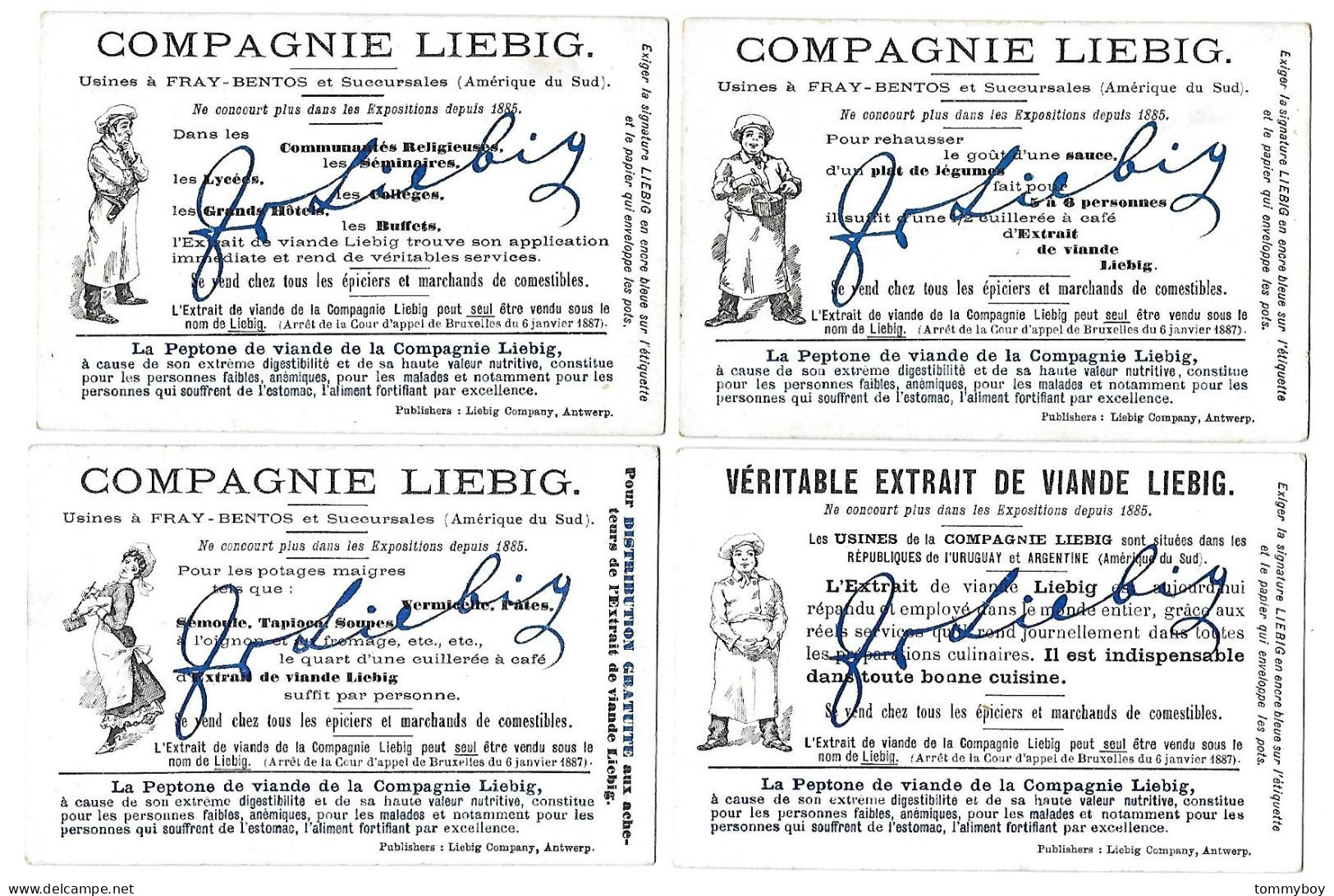 S 655, Liebig 6 Cards, Le Restaurateur Et Son Cuisinier (lower Condition, One Pleat In Corner) (ref B15) - Liebig