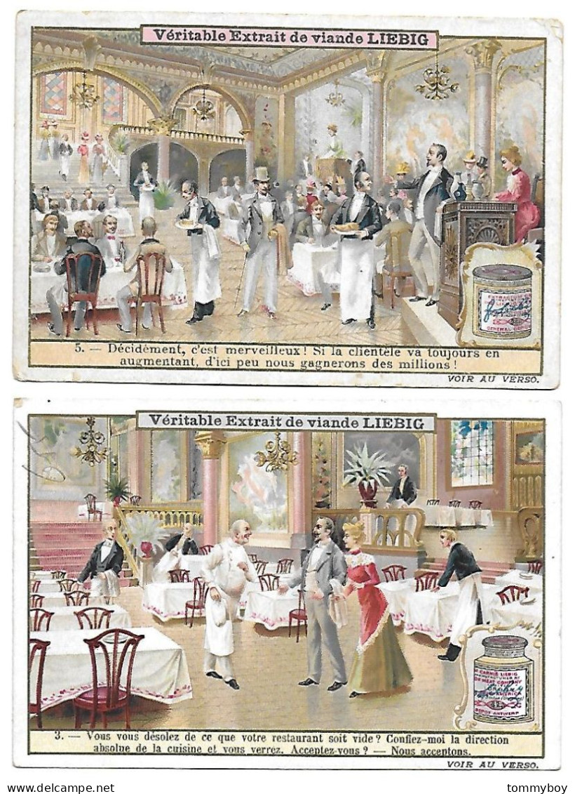 S 655, Liebig 6 Cards, Le Restaurateur Et Son Cuisinier (lower Condition, One Pleat In Corner) (ref B15) - Liebig