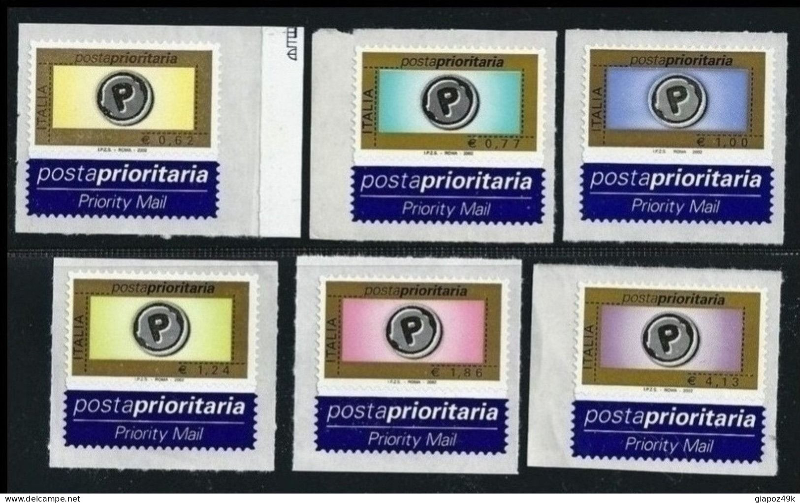 ● ITALIA  2002 ֍ POSTA PRIORITARIA 4° ֍ Autoadesivi ● N. 2633 / 2638 ** ● Serie Completa ● Lotto N. 5030 ● - 2001-10: Mint/hinged