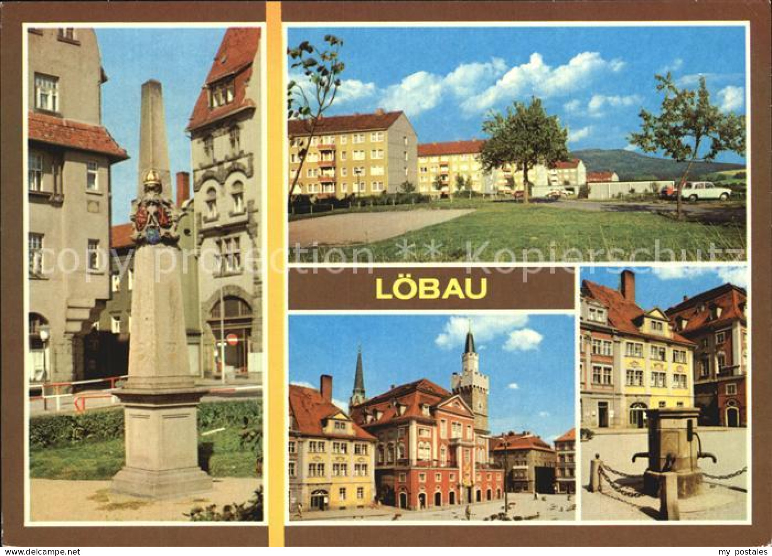 72573213 Loebau Sachsen Postmeilensaeule Loebauer Berg Rathaus Loebau - Loebau