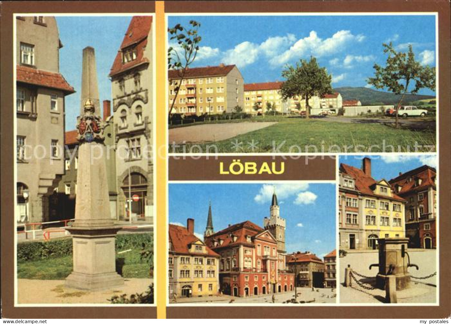 72573213 Loebau Sachsen Postmeilensaeule Loebauer Berg Rathaus Loebau - Löbau