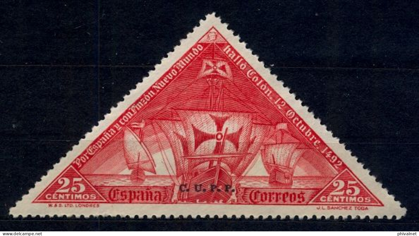 ED. 539H (*) , DESCUBRIMIENTO DE AMÉRICA  , SELLO HABILITADO ( C.U.P.P. ) - Unused Stamps