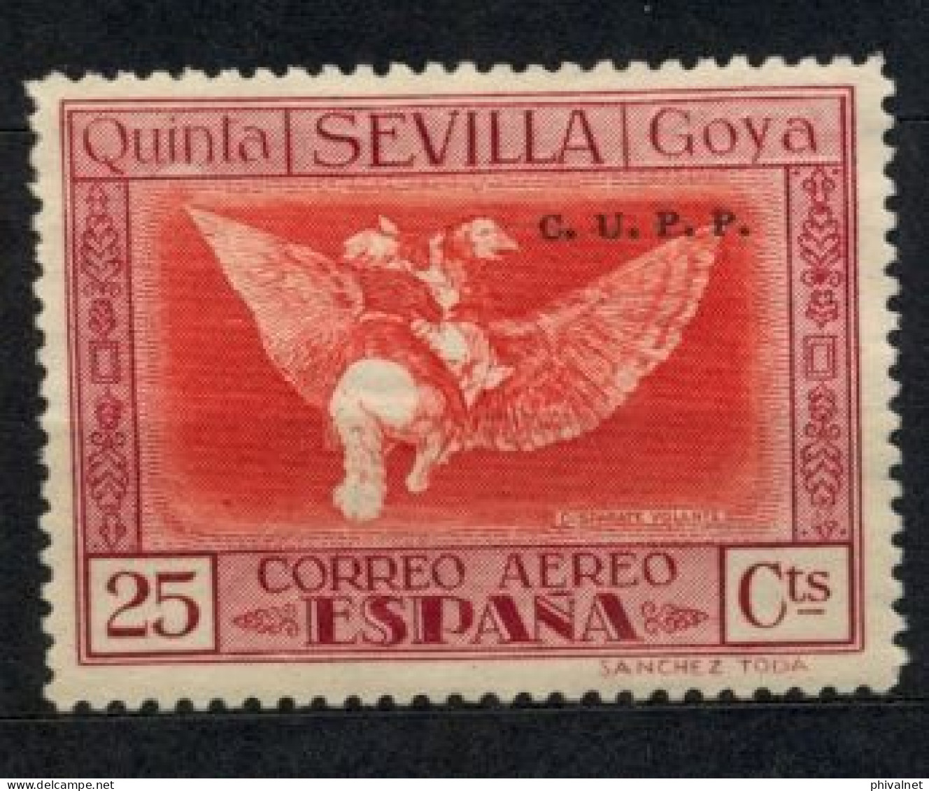 ED. 522H (*) , QUINTA DE GOYA EN LA EXPOSICIÓN DE SEVILLA , SELLO HABILITADO ( C.U.P.P. ) - Unused Stamps