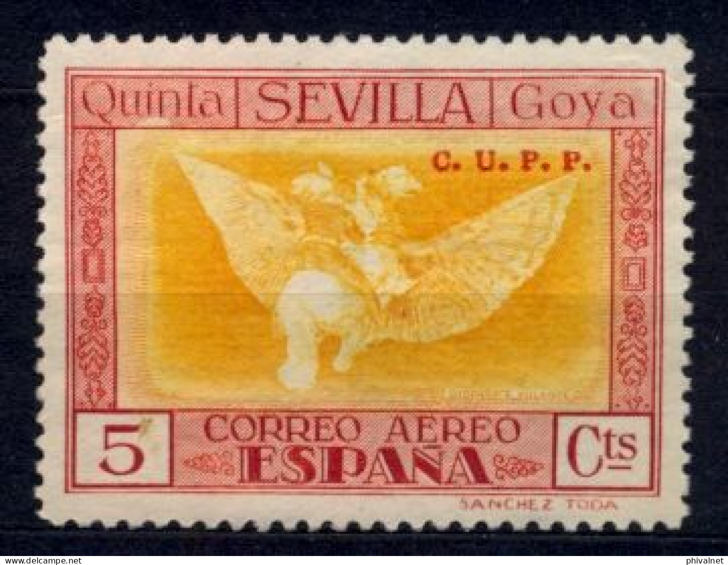 ED. 518H (*) , QUINTA DE GOYA EN LA EXPOSICIÓN DE SEVILLA , SELLO HABILITADO ( C.U.P.P. ) - Unused Stamps