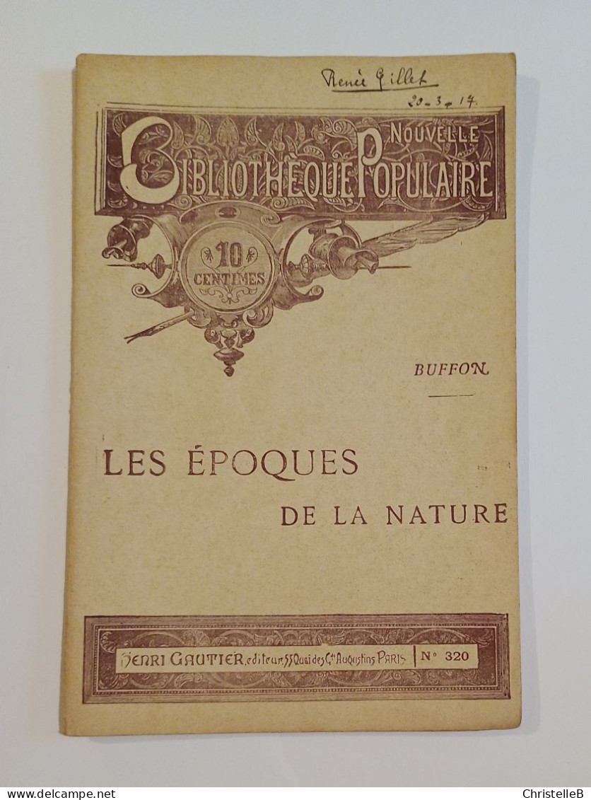 "Les époques De La Nature", De Buffon, Coll. Nouvelle Bibliothèque Populaire, N°320, éd. Henri Gautier - 1901-1940