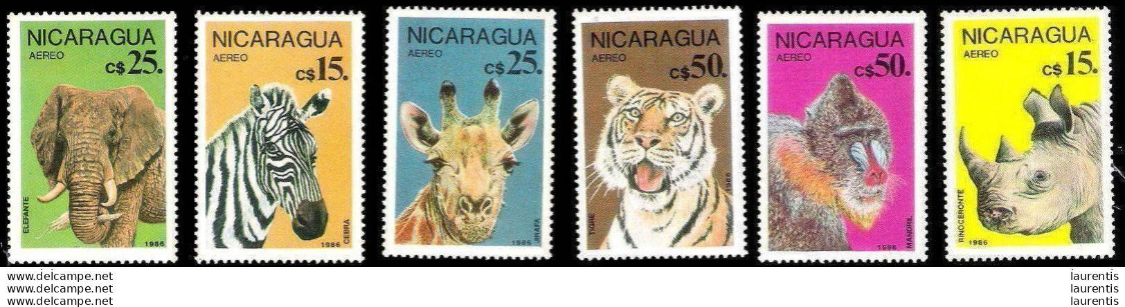 D7659  Zoo - Tigers - Elephants - Mammals - Nicaragua Yv A 1152-57 - MNH - 2,15 . (8) - Autres & Non Classés
