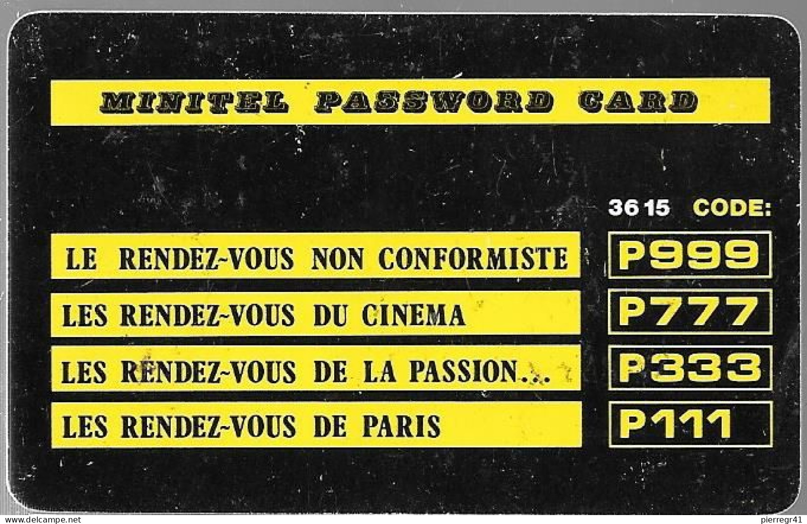 -CARTE- 1980-CARTE -MINITEL PASSWORD CARD-Plastic Epais-BE/RARE - Sonstige & Ohne Zuordnung