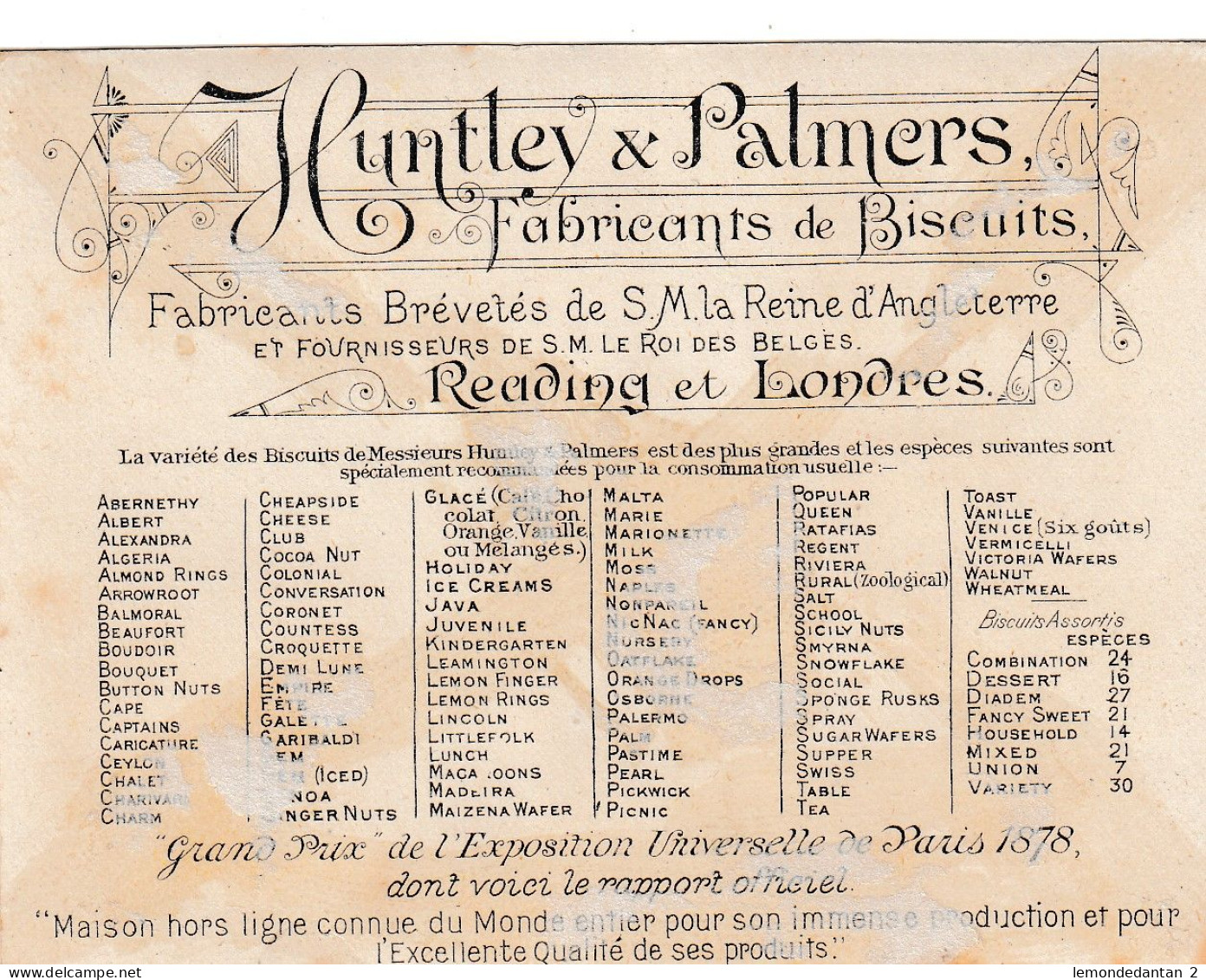 Huntley & Palmers Biscuits - Andere & Zonder Classificatie