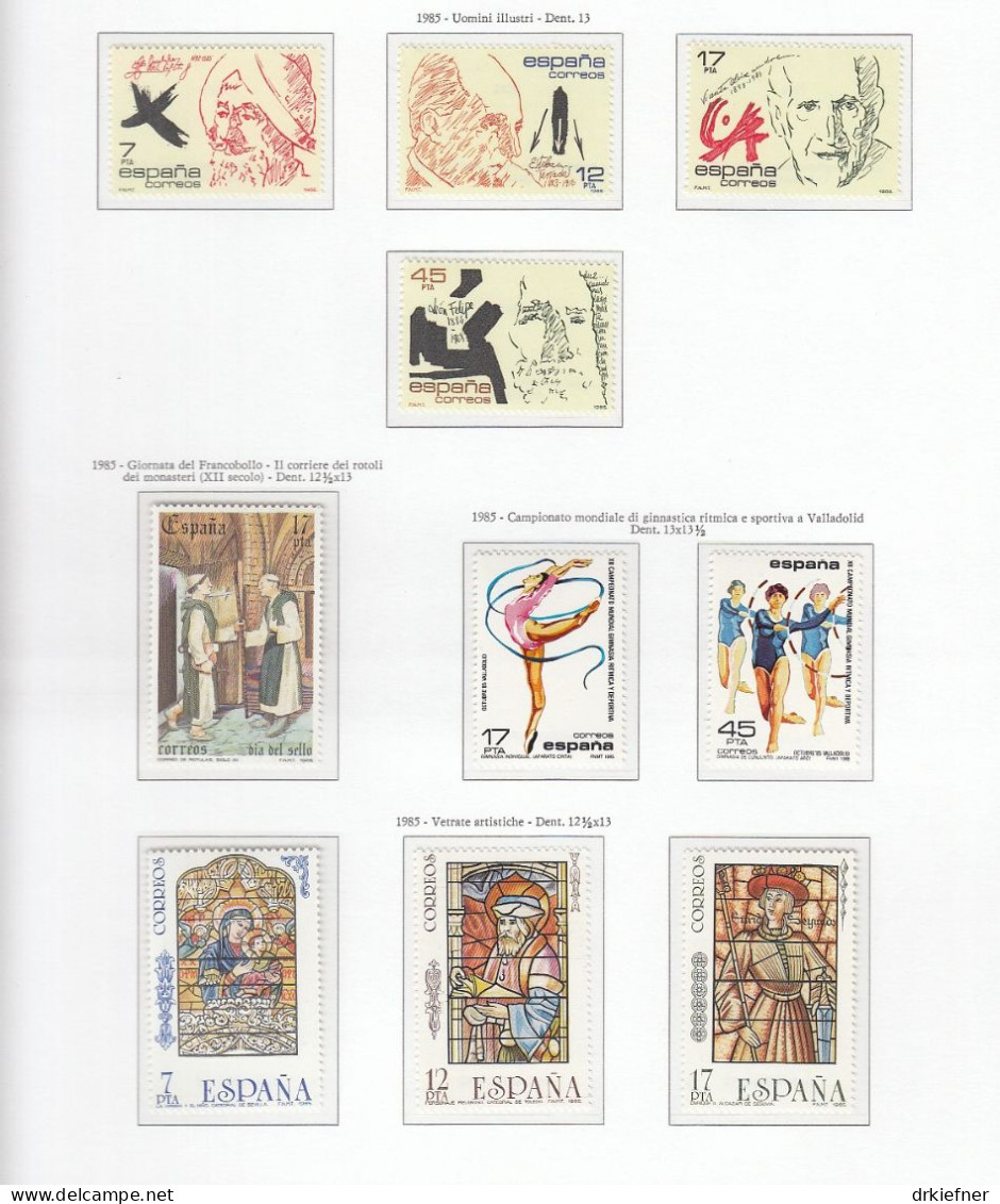 SPANIEN  Jahrgang 1985, Postfrisch **, 2663-2708 Mit Block 28 - Années Complètes