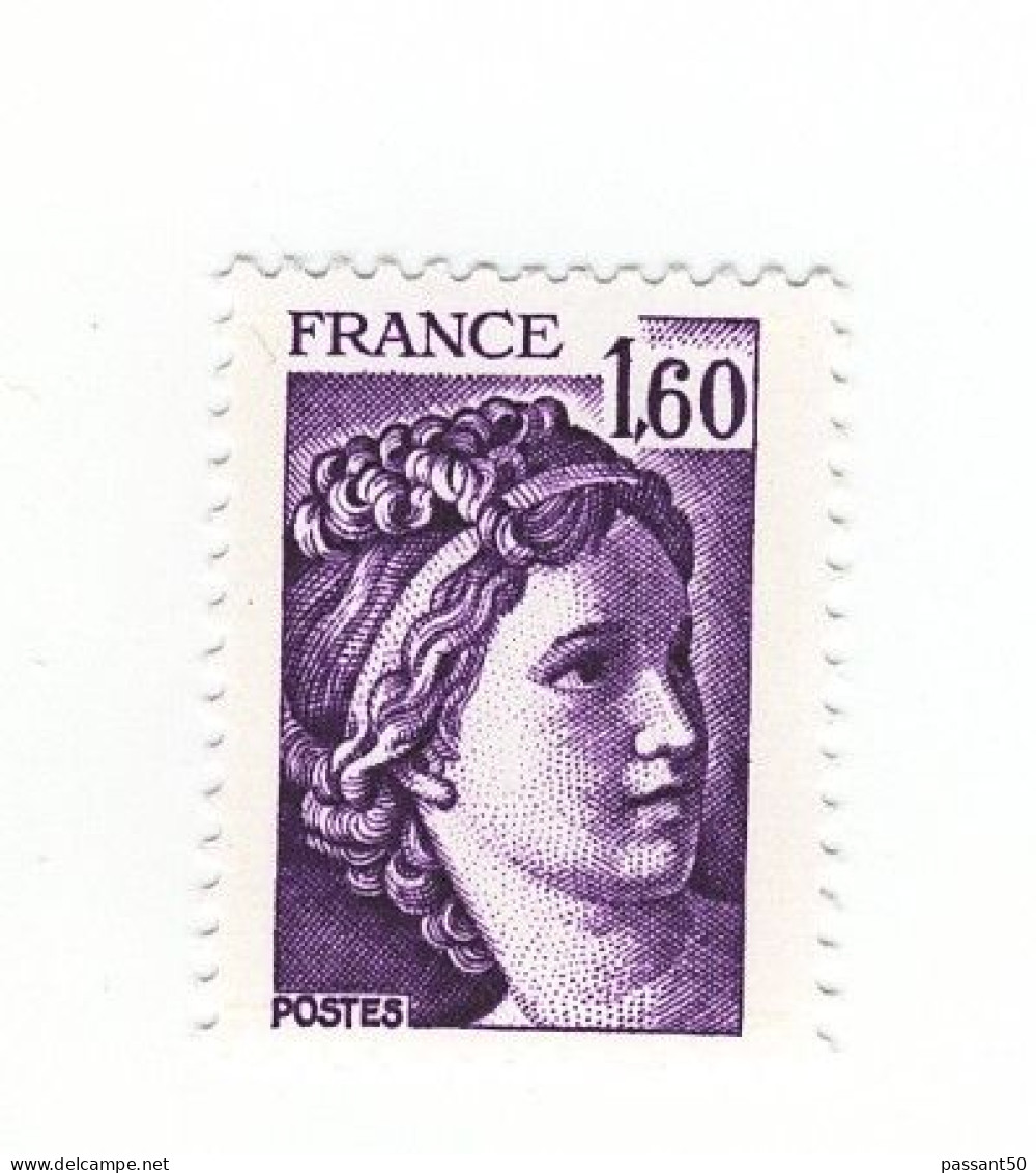 Sabine 1fr60 Violet YT 2060a Sans Phospho. Rare, Signé Calves, Voir Le Scan. Cote YT : 185 €, Maury N° 2065b : 200 €. - Unused Stamps