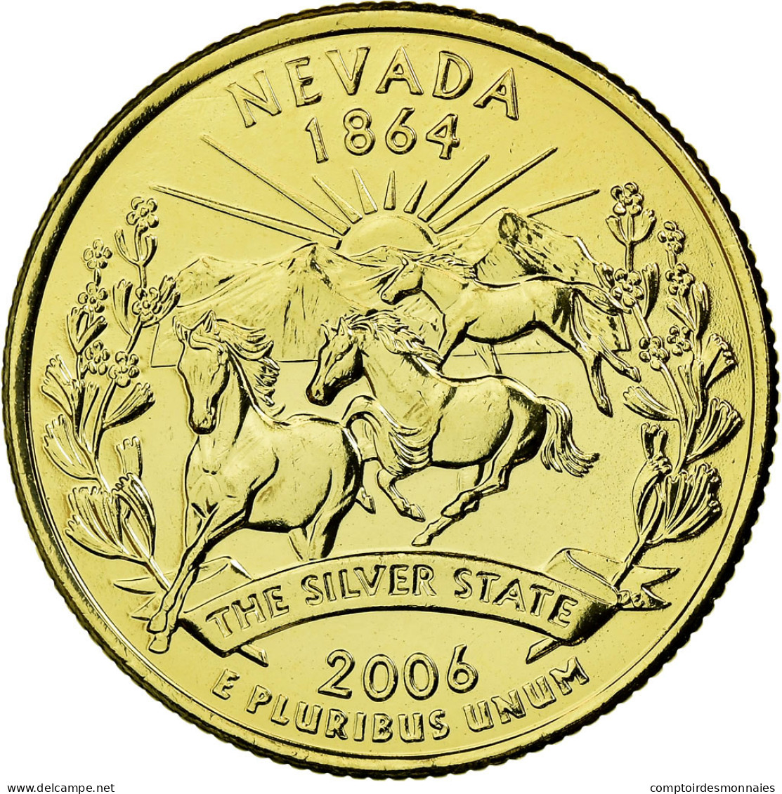 Monnaie, États-Unis, Nevada, Quarter, 2006, U.S. Mint, SUP, Métal Doré - 1999-2009: State Quarters