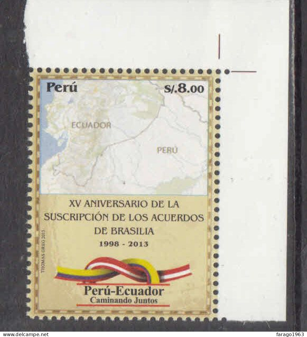 2014 Peru Ecuador Border Resolution Maps  Complete Set Of 1  MNH - Peru