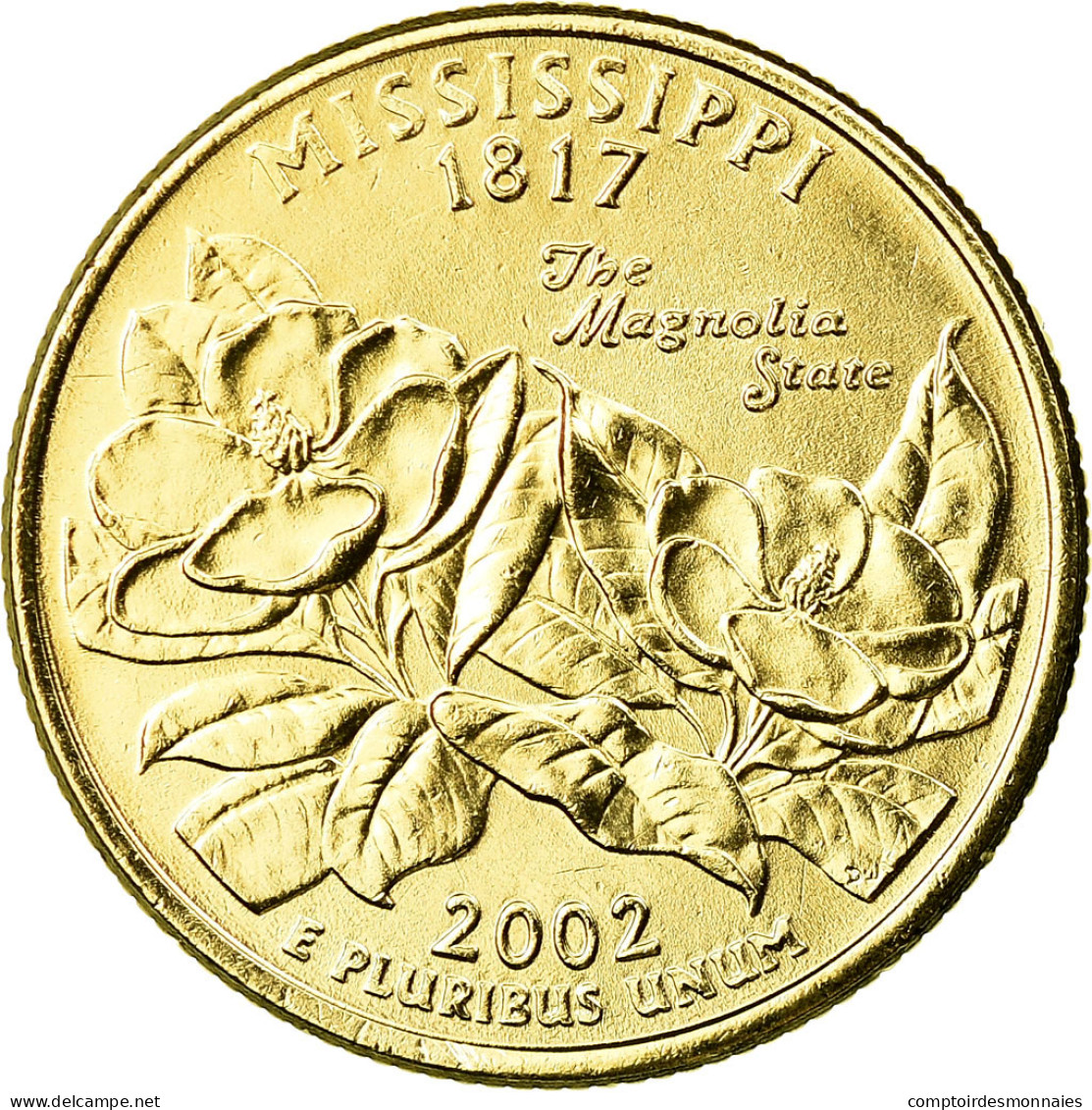 Monnaie, États-Unis, Mississippi, Quarter, 2002, U.S. Mint, Denver, Golden - 1999-2009: State Quarters