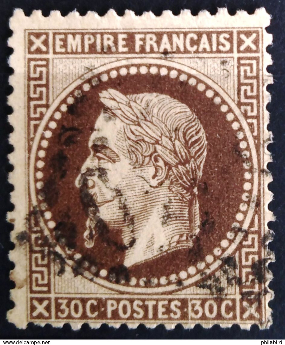 FRANCE                           N° 30                    OBLITERE          Cote : 25 € - 1863-1870 Napoléon III Lauré