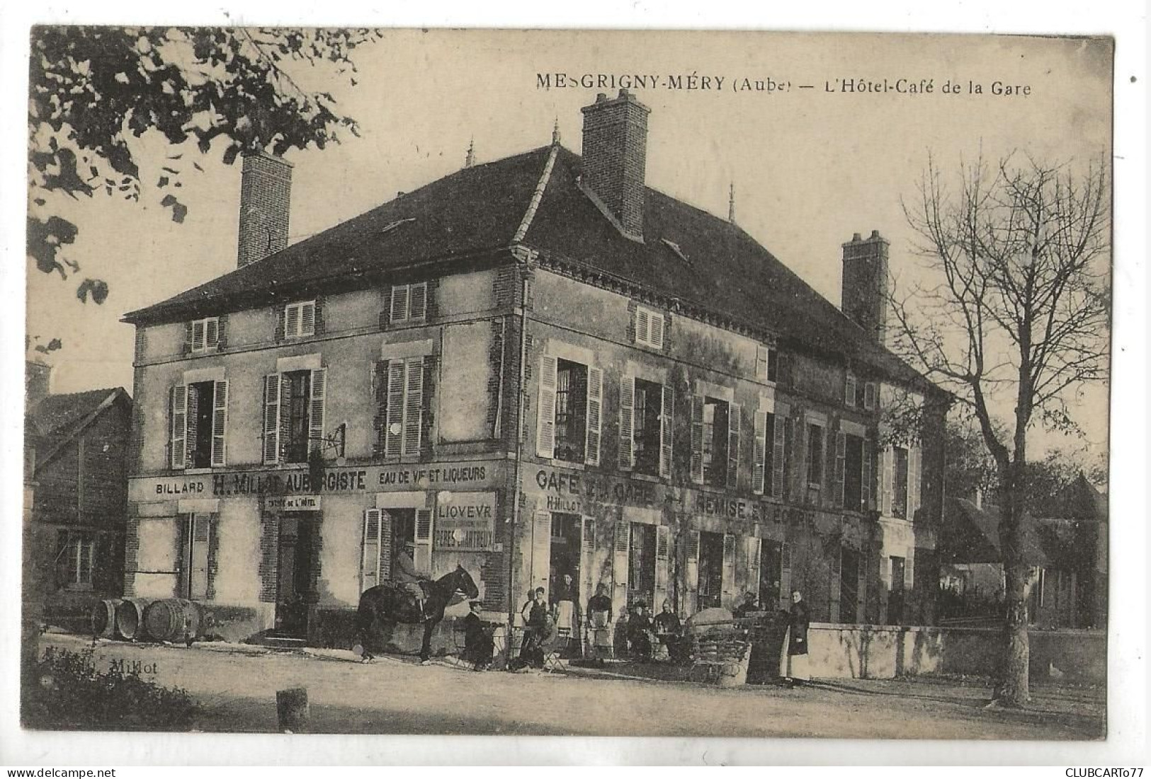 Mesgrigny (10) : L'Hôtel-café Restaurant De La Gare Hameau De Méry En 1910 (animé) PF. - Autres & Non Classés