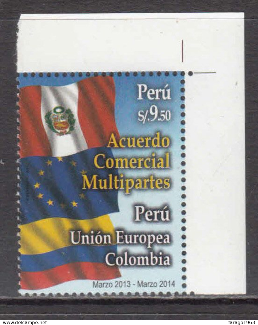 2014 Peru Accords With EU Flags European Union Complete Set Of 1  MNH - Pérou