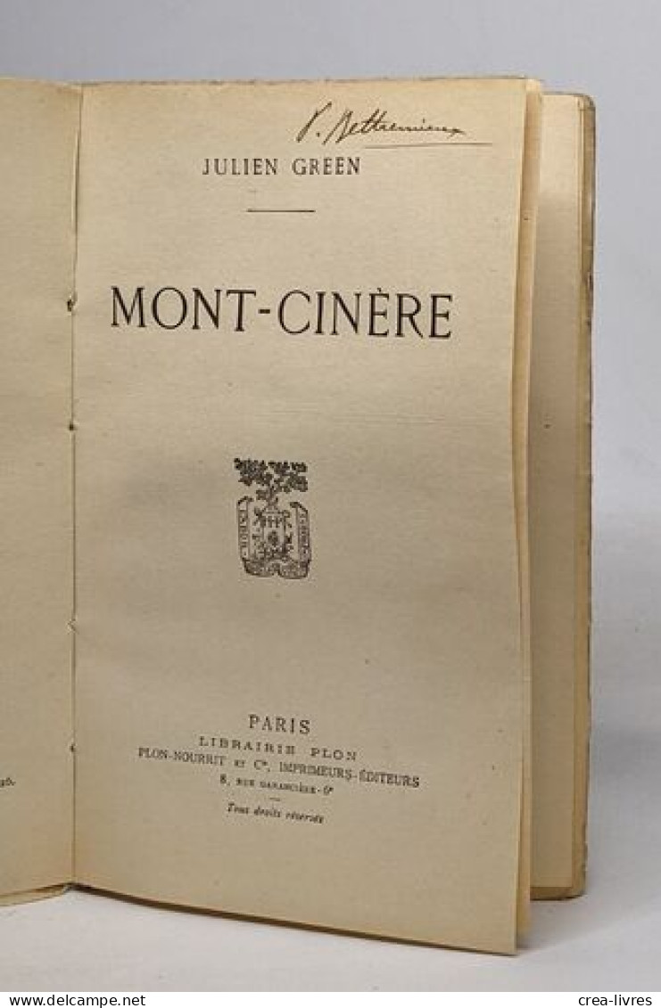 L'Aubier Collection De Romans Et D'essais: Mont-cinère - Other & Unclassified