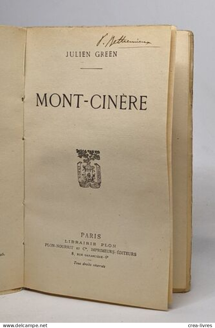 L'Aubier Collection De Romans Et D'essais: Mont-cinère - Sonstige & Ohne Zuordnung