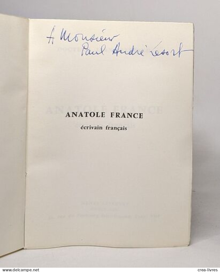 Anatole France écrivain Français - Biographie