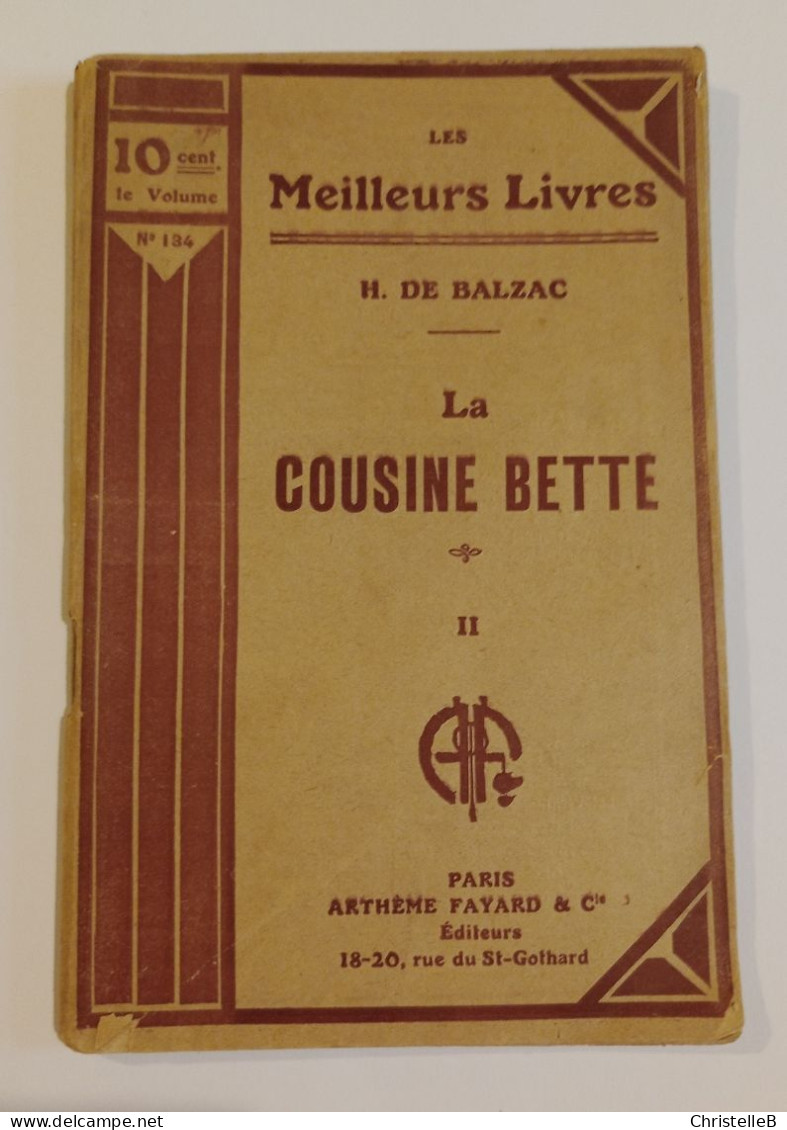 "La Cousine Bette II", De H. De Balzac, Coll. Les Meilleurs Livres, N°134 - 1901-1940