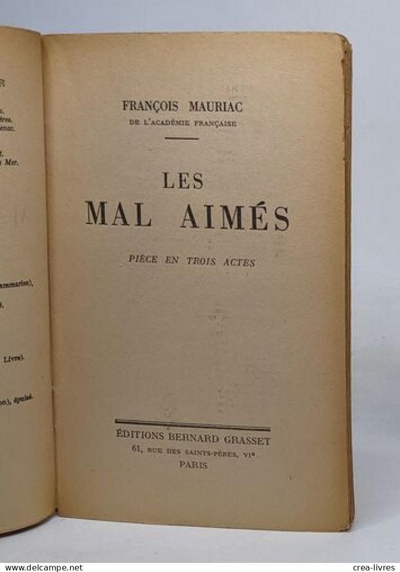 Les Aml Aimés - Pièce En 3 Actes - Auteurs Français