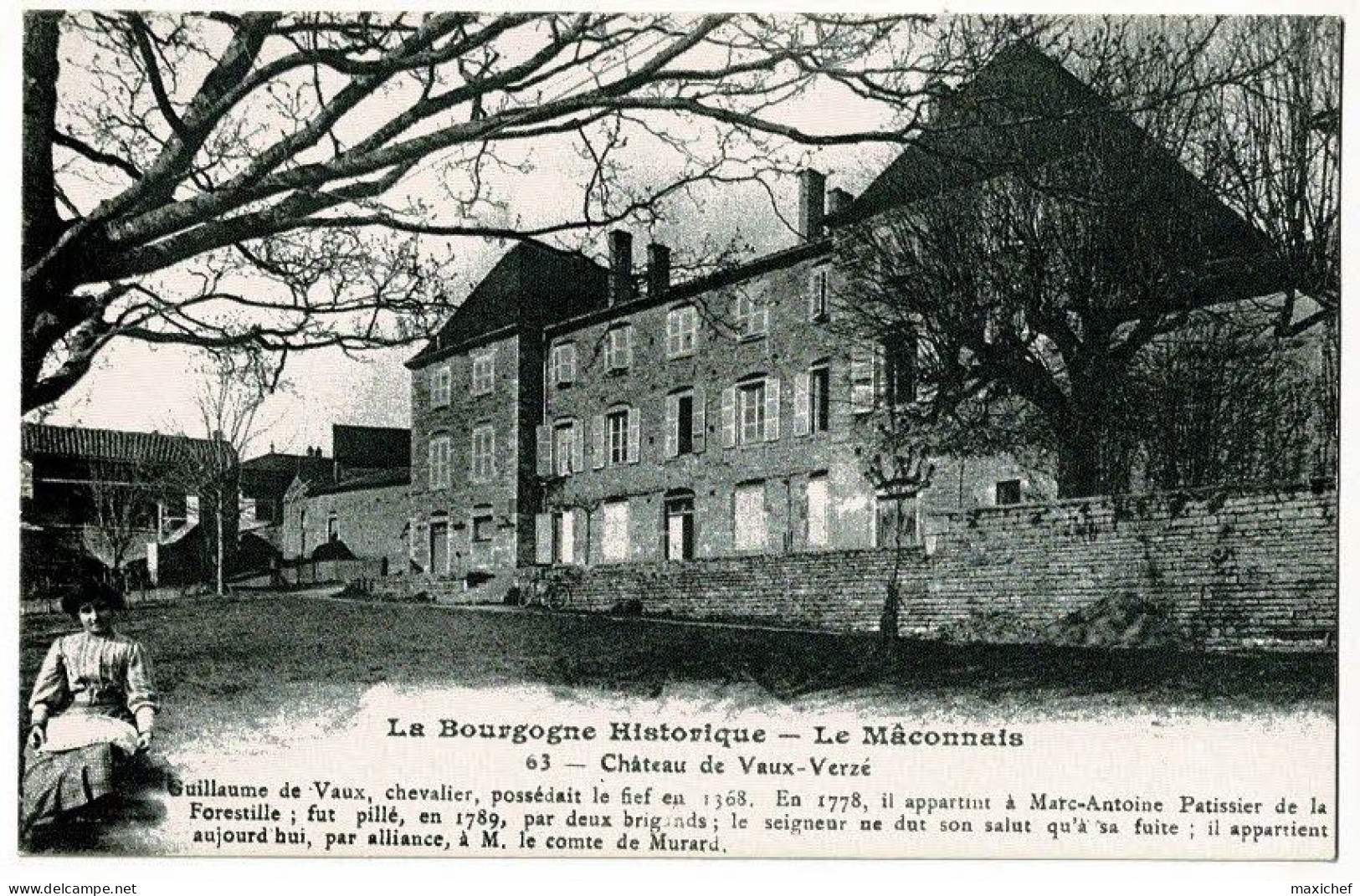 Carton Repro Carte Ancienne, Pub Au Verso "Magasin D'Antiquités Morat-Issele Au Château De Vaux à Verzé (71) - Publicité