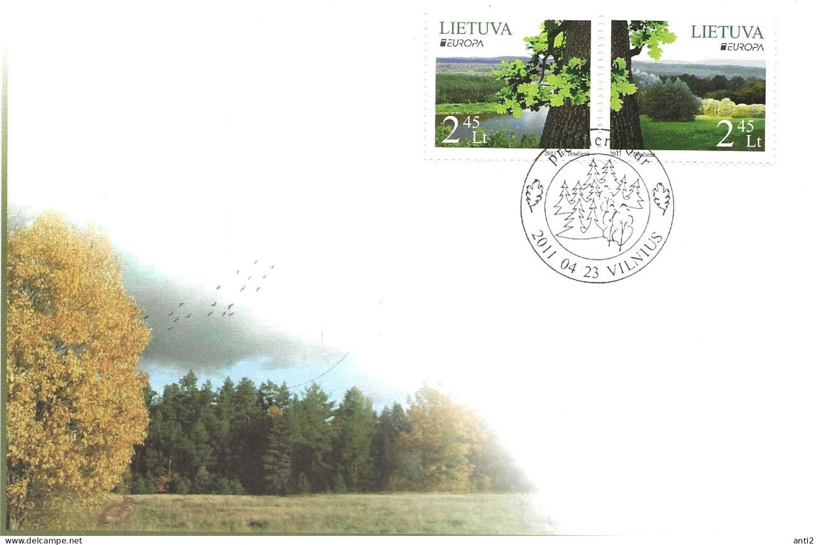 Lithuania Lietuva Litauen 2011 Europe: The Forest, Oak, Forest  Mi 1063-1064, FDC - Lituanie