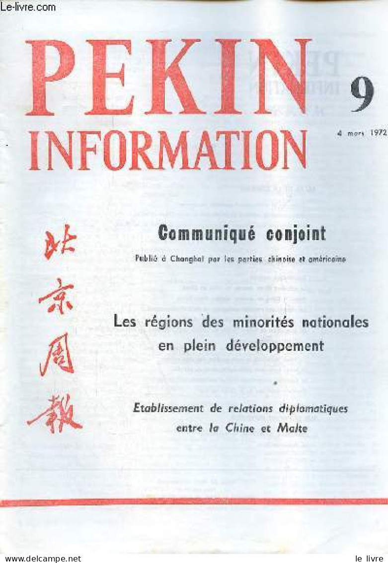 Pékin Information N°9 4 Mars 1972 - Communiqué Conjoint - Le Président Nixon Termine Sa Visite En Chine - Retour à Pékin - Other Magazines
