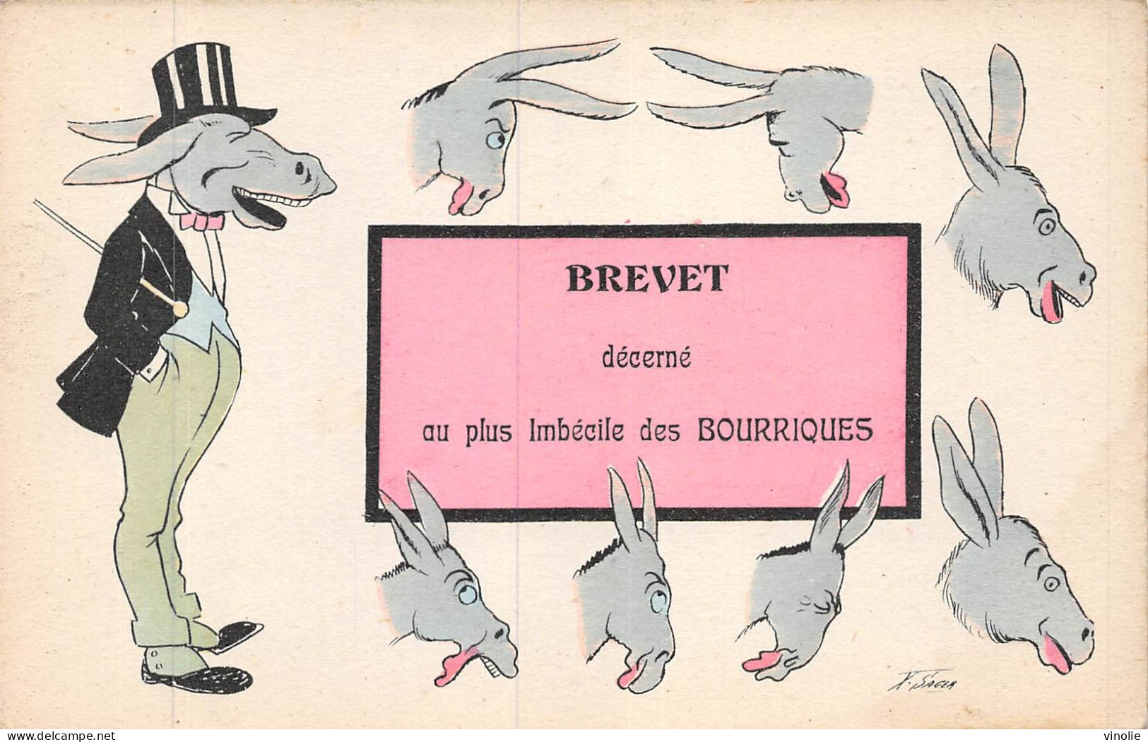 P-24-Mi-Is-2273 : CARTE ILLUSTREE PAR XAVIER SAGER. BREVET  DES BOURRIQUES. ANE. ANES - Sager, Xavier