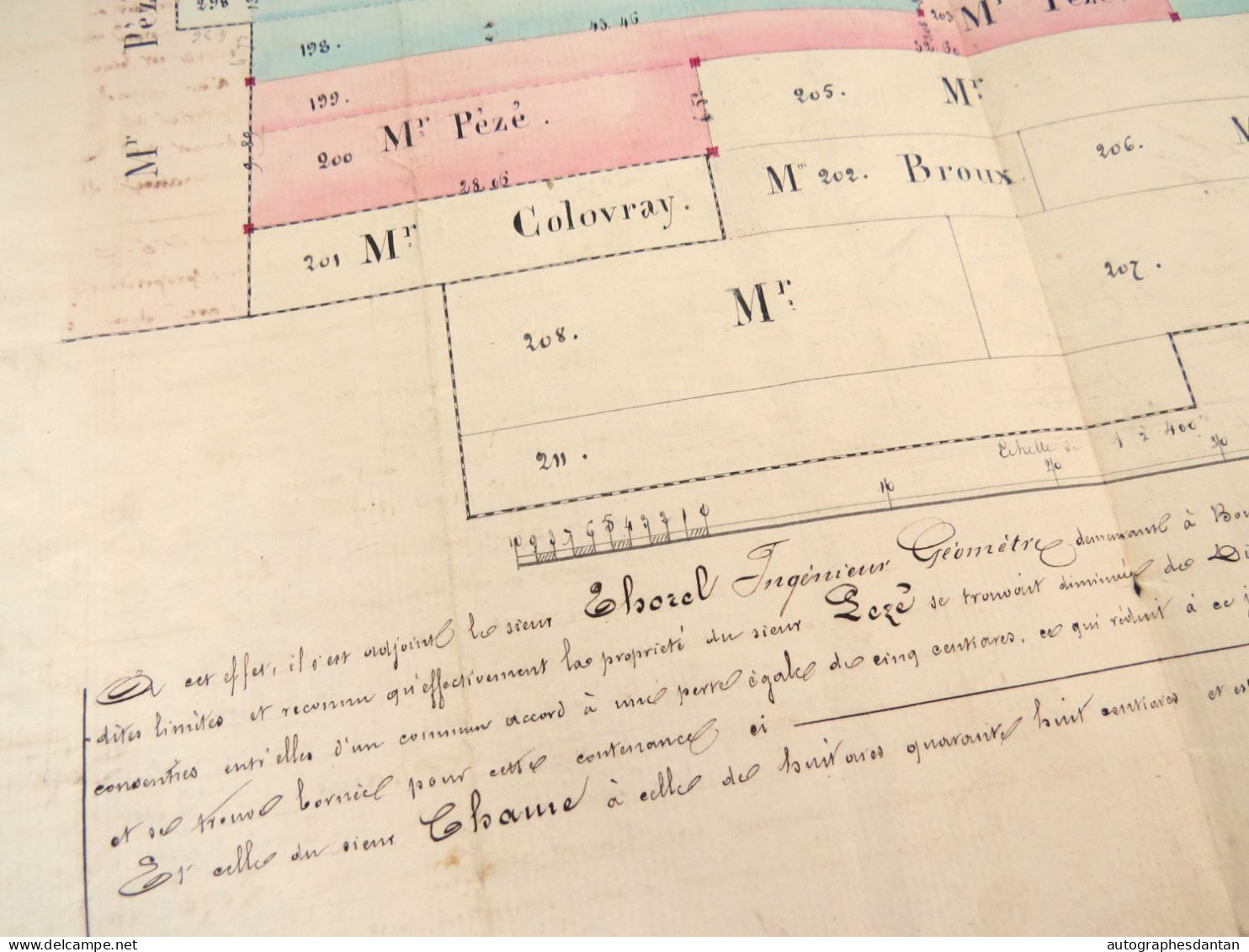 ● Acte 1858 Avec Plan Coloré HAQUETTE Architecte Géomètre Paris PASSY Rue De L'Assomption - Thorel Chame Pézé Cf Photos - Historical Documents