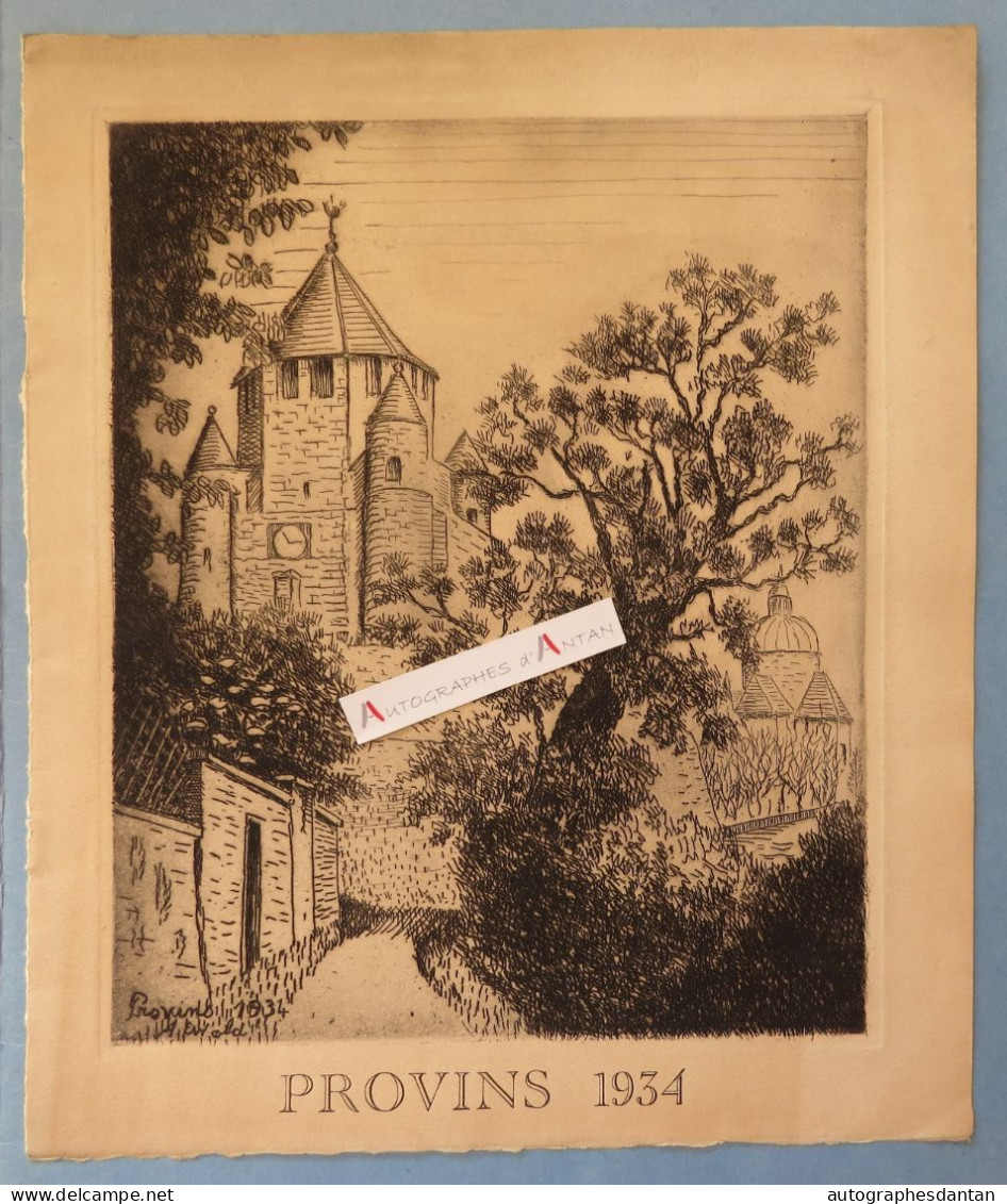 ● Gravure PROVINS 1934 Signature Ewald ? Seine Et Marne - Prenten & Gravure