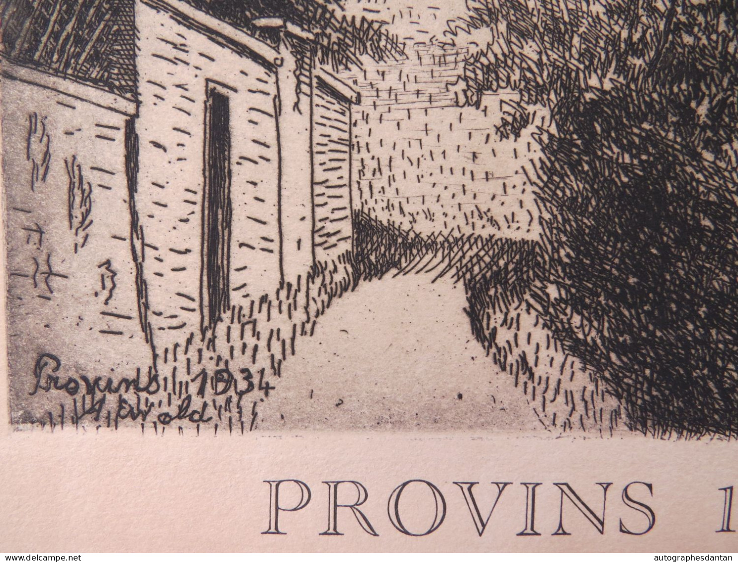 ● Gravure PROVINS 1934 Signature Ewald ? Seine Et Marne - Estampes & Gravures