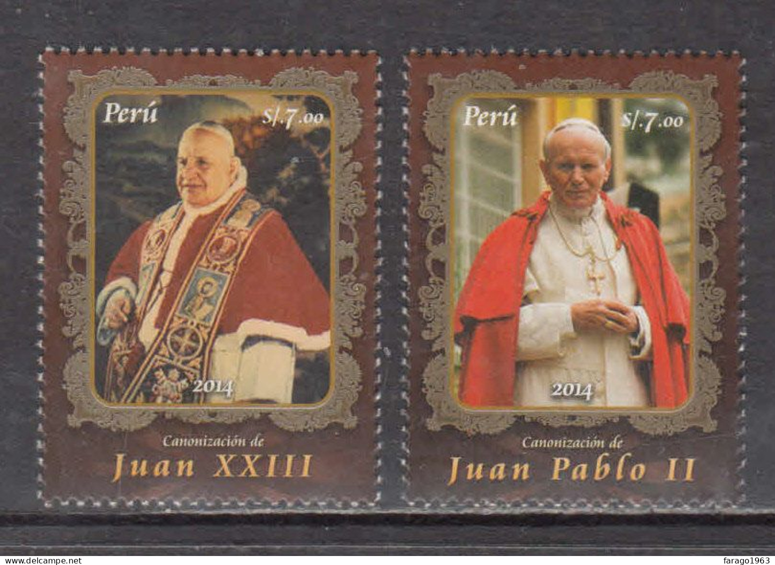 2014 Peru Popes Pope John Paul II Complete Set Of 2  MNH - Peru