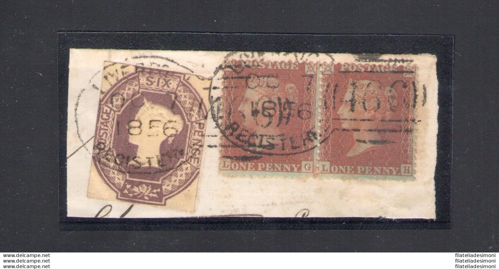 1854 GRAN BRETAGNA - N. 5 + 14 Coppia SU FRAMMENTO - Other & Unclassified