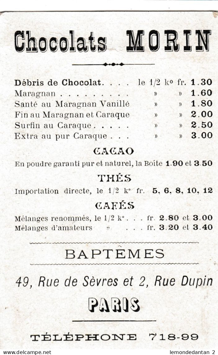 Chromo Chocolats MORIN - Paris - Autres & Non Classés