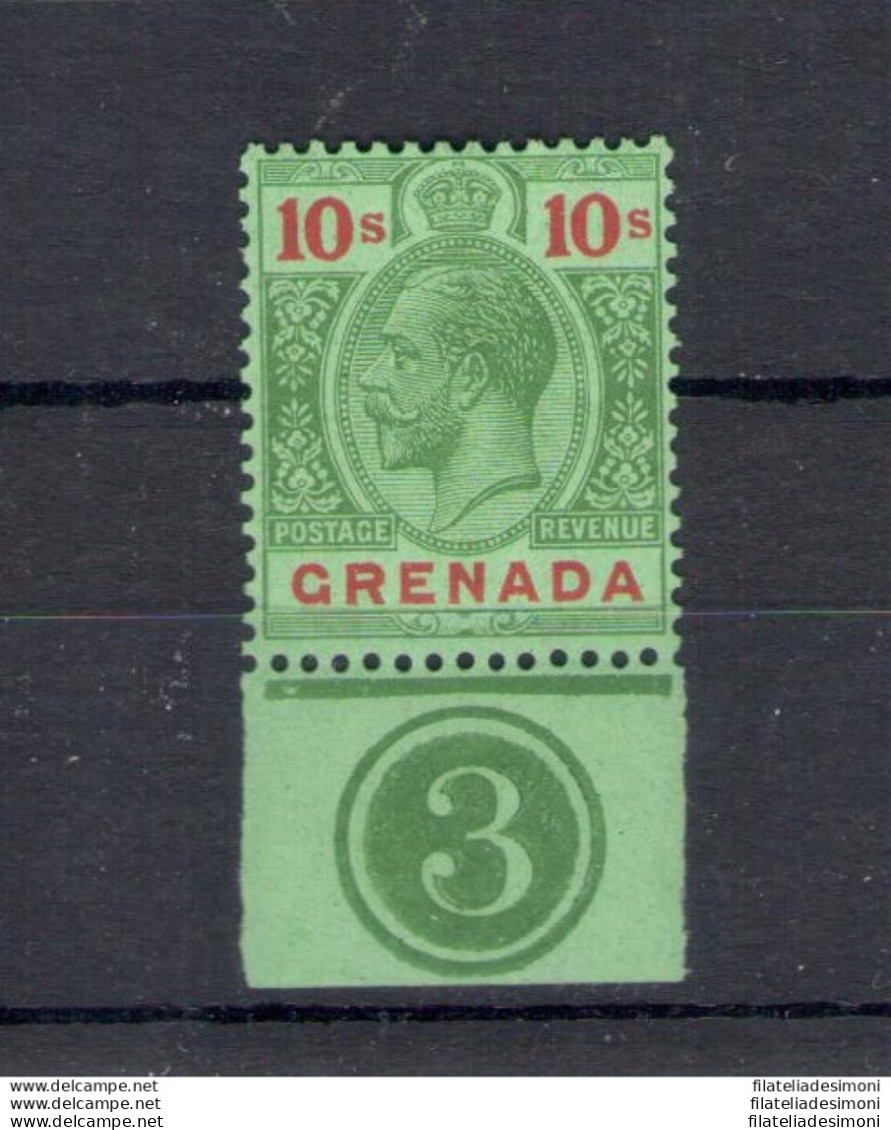1921-31 Grenada - Stanley Gibbons N. 134, 10 Scellini Green And Red Emerald - Plate Number - MNH ** - Autres & Non Classés