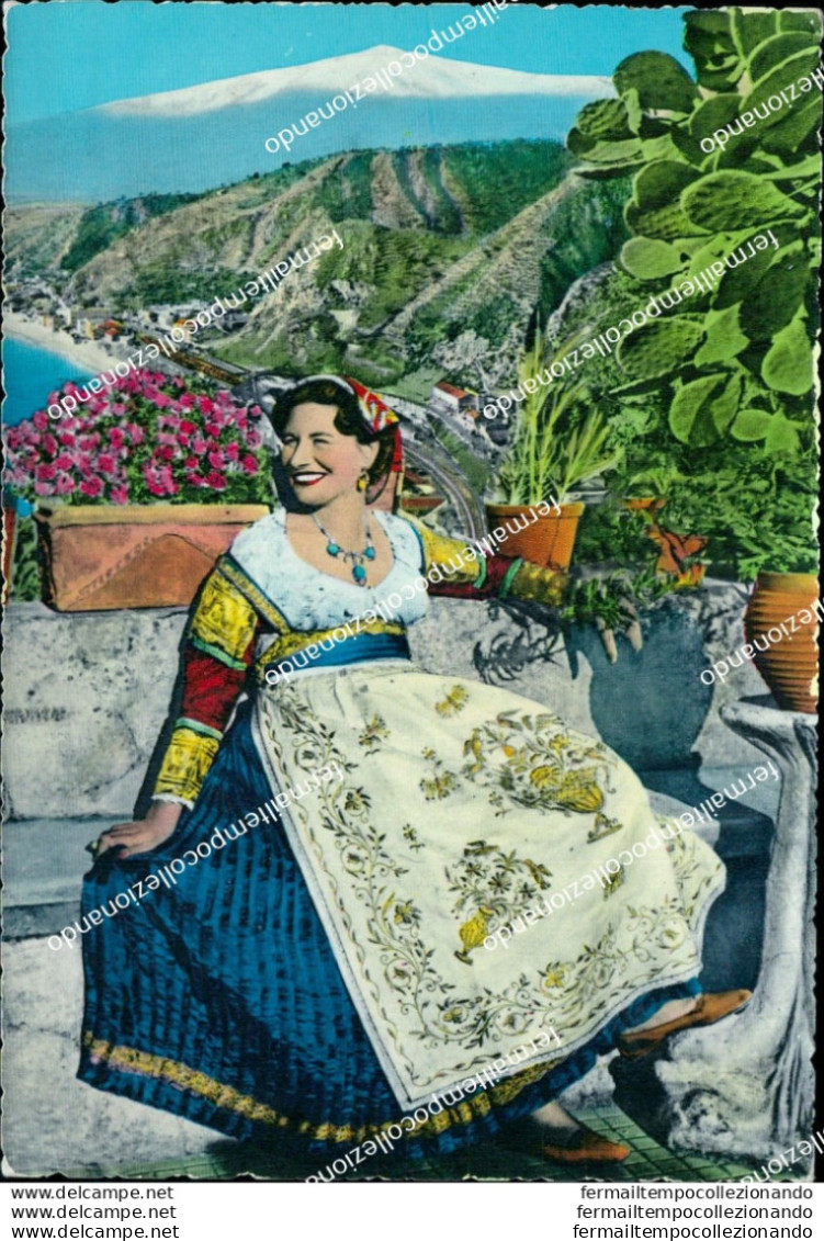 Bn307 Cartolina Costume Siciliano - Messina