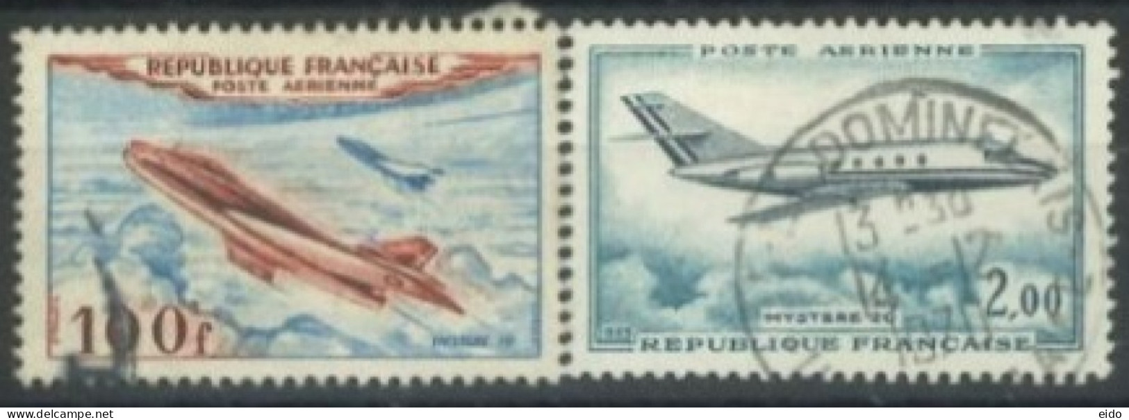 FRANCE - 1954/65 - AIR PLANES STAMPS SET OF 2, USED - Oblitérés