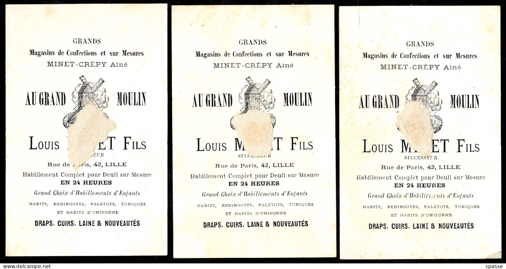 (Lot De 3) CHROMO XIXe (Jeune Femme Et Animal...singe, Perroquet...) LOUIS MINET Fils 59 LILLE Nord (voir état) - Autres & Non Classés