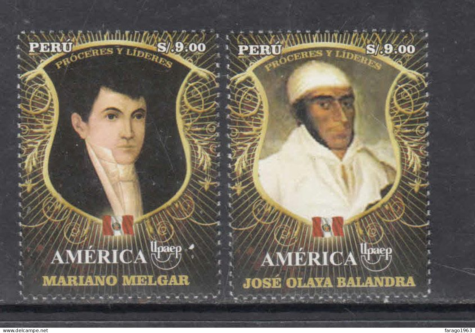 2014 Peru Upaep Famous Men Poetry Independence Complete Set Of 2 MNH - Peru