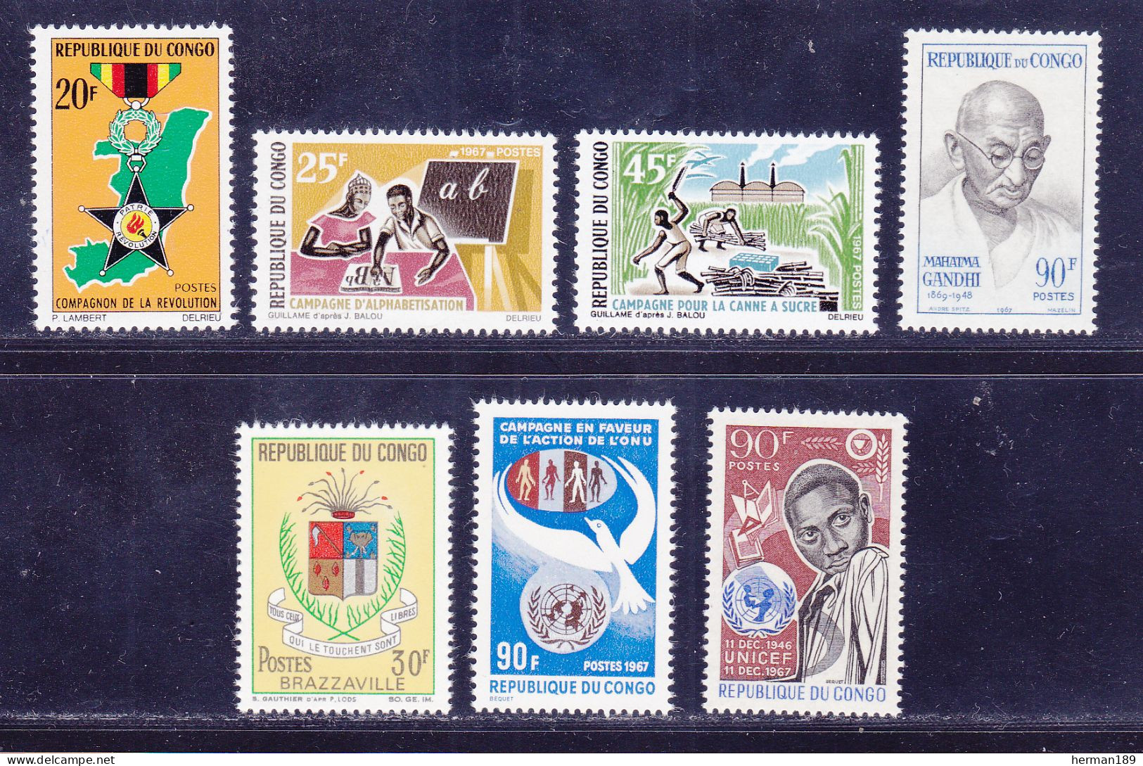 CONGO N°  203,204,205,206,214,215,216 ** MNH Neufs Sans Charnière, TB (D2338) Sujets Divers - 1967 - Neufs