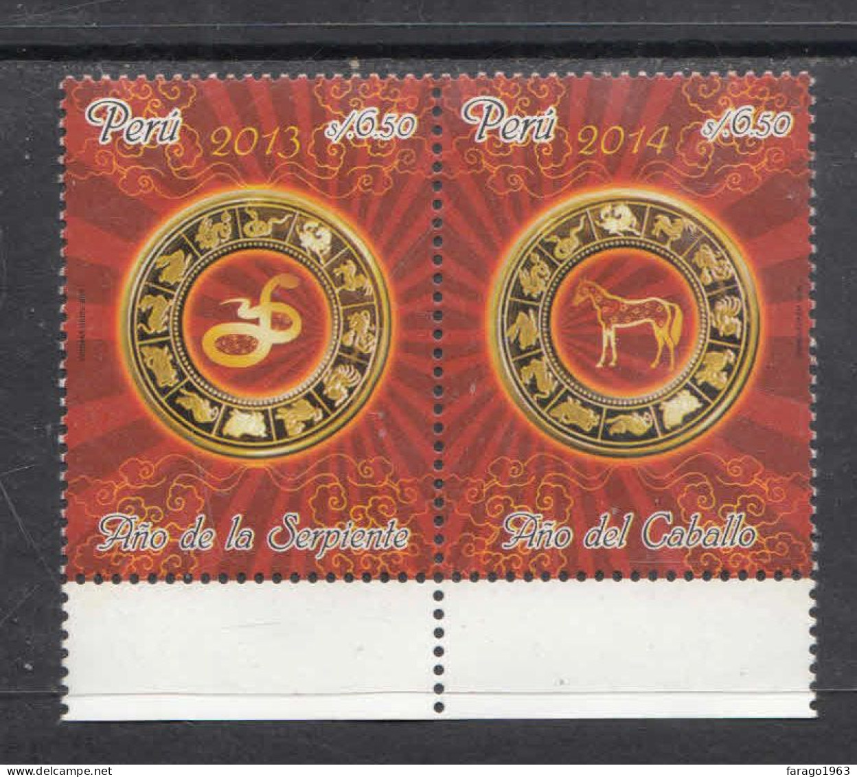 2014 Peru Year Of The Snake Year Of The Horse Complete Pair MNH - Pérou