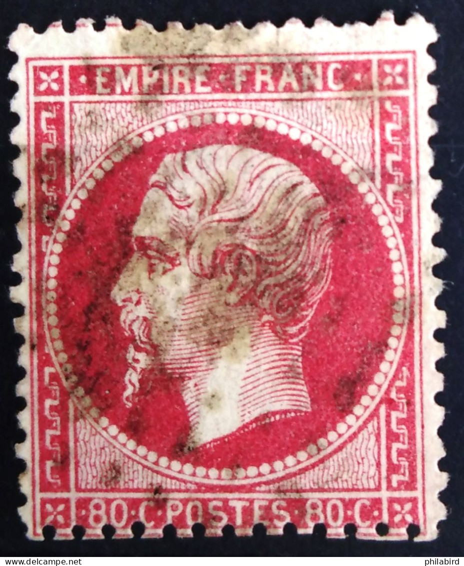 FRANCE                           N° 24                   OBLITERE                Cote : 65 € - 1862 Napoléon III